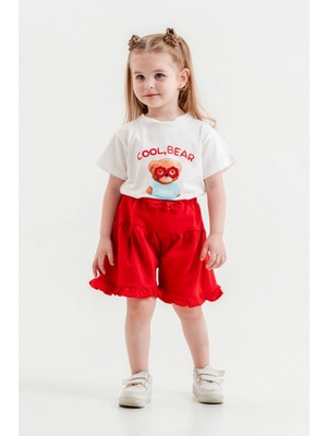 Yağmur Giyim Cool Bear Kırmızı Şort Etekli Kız Çocuk Takımı 2-5 Yaş 241264