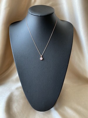 Pembe Kuvars Minimal Yuvarlak Rose Gold Kolye