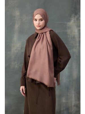 İpekhan Dalga Desen Pamuk Jakar Şal Koyu Gül Kurusu 8010-19