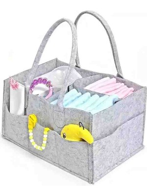 MiniStand Gri Kalın Keçe Anne Bebek Bakım Çantası