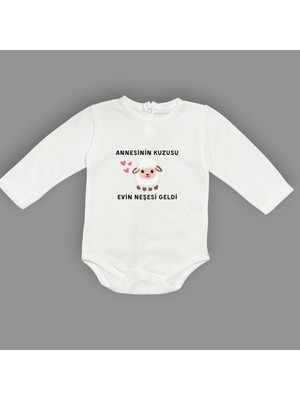 Mnk Baby & Kids Annesinin Kuzusu Neşesi Geldi Baskılı Bebek Body Zıbın Çıtçıtlı Badi
