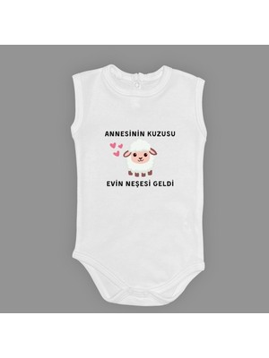 Mnk Baby & Kids Annesinin Kuzusu Neşesi Geldi Baskılı Bebek Body Zıbın Çıtçıtlı Badi