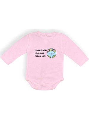Mnk Baby & Kids Teyzesinin Dünyalar Tatlısı Kızı Baskılı Bebek Body Zıbın Çıtçıtlı Badi