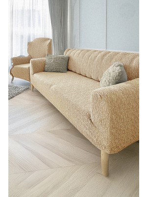 Baqdo Jakarlı Çubuk, Düz Desen 3+3+1+1 Lastikli Koltuk ,kanepe ,çekyat Örtüsü ,kılıfı Esnekli 3311 Takımı