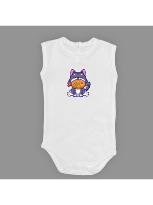 Mnk Baby & Kids Baskılı Balıklı Kedi Bebek Çıtçıtlı Body - MNK0658-AÇIK Ekru-3 Yaş