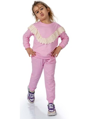 Mnk Baby & Kids Fistolu Bisiklet Yaka Ikiiplik Kız Eşofman Takım MNK0573