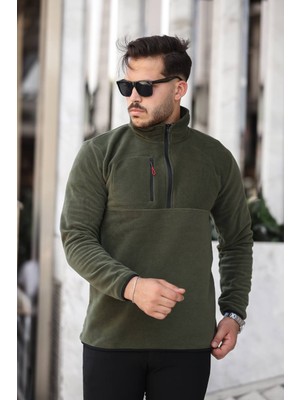 EG38 Yarım Fermuar Polar Haki