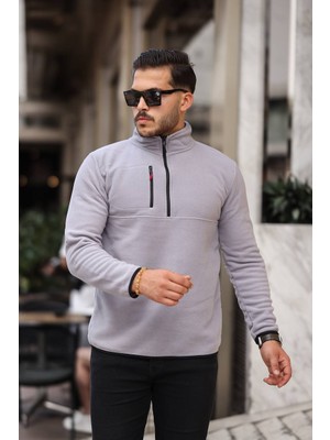 EG38 Yarım Fermuar Polar Gri