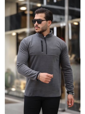 EG38 Yarım Fermuar Polar Koyu Gri