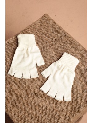 Parmaksız Kadın Ekru Eldiven