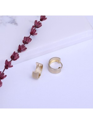 Nox Jewelry 925 Ayar Altın Kaplama Kum-Mat Yüzeyli Minimal Halka Küpe - E00265