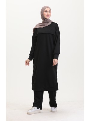 Sefa Merve Iki Iplik Tunik Pantolon Ikili Takım 0549-05 Siyah