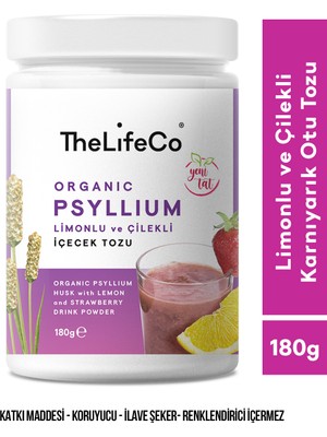 TheLifeCo 180 g Organik Psyllium İçecek Tozu Limonlu ve Çilekli, Doğal Lif Kaynağı