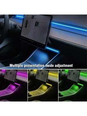 Humble Model 3 Y Araç Iç Rgb Neon Işık LED Şerit Merkezi Konsol Pano Kablosuz Şarj Ortam Lambası (B) (Yurt Dışından)