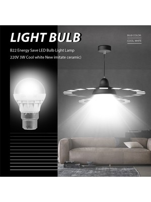 Humble B22 Enerji Tasarruflu LED Ampul Işık Lambası 220V 3W Soğuk Beyaz Yeni Taklit Seramik) (Yurt Dışından)