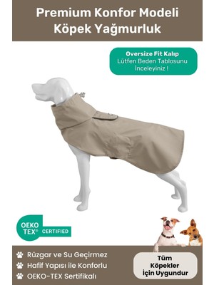 Oya Pet Yağmurluk, Rüzgar & Su Geçirmez Küçük ve Büyük Irk Köpekler Için Premium Konforlu Model Köpek Yağmurluk