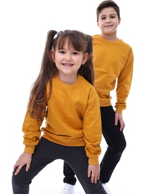 Zuzunga Basic Bisiklet Yaka Şardonlu Çocuk Sweatshirt 3-12 Yaş