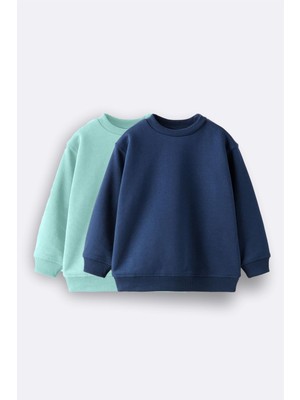 Zuzunga 2'li Basic Şardonlu Çocuk Sweatshirt 3-10 Yaş Hardal-Antrasit