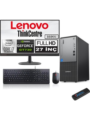 Lenovo Thinkcentre Neo 50T Gen5 Intel Core I7 13700 16GB Ddr5 1tb SSD 27 Inç Monitör Windows 11 Pro Nvidia GT730 7302712UB000LTRW03+ZETTA Flash Bellek