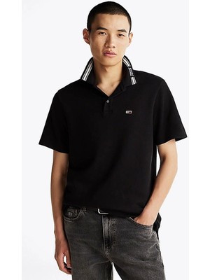 Tommy Hilfiger Erkek Siyah Regular Fit Polo Yaka T-Shirt