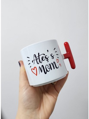 Happy Mountains Isme Özel Kişiye Özel Kırmızı Kulplu Porselen T Kupa Bardak Latte Fincanı