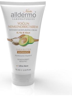Alldermo Yoğun Nem. El, Yüz, Vücut Krem Shea Butter - Avokado 75ML