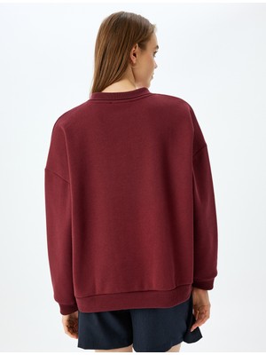 Koton Kolej Baskılı Polo Yaka Oversize Sweatshirt