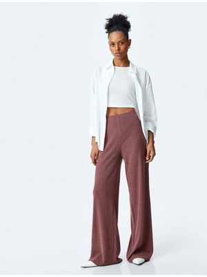 Koton Standart Bel Dokulu Uzun Geniş Paça Pantolon