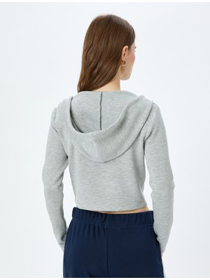 Koton Kapüşonlu Fermuarlı Crop Sweatshirt