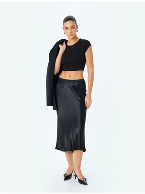 Koton Standart Bel Viskon Midi Saten Etek