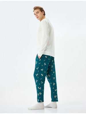 Koton Yılbaşı Temalı Ayıcık Desenli Bol Kalıp Örme Pijama Takımı