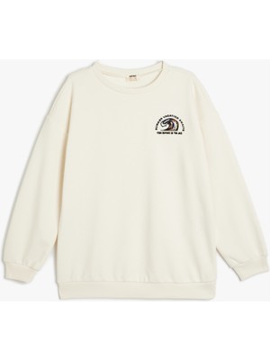 Koton Kaykay Baskılı Uzun Kollu Bisiklet Yaka Sweatshirt