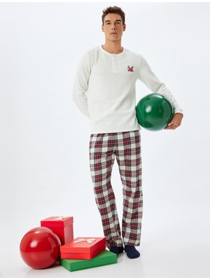 Koton Yılbaşı Temalı Bol Kalıp Dokuma Pijama Altı