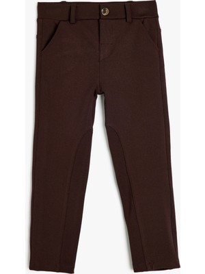 Koton Viskon Pantolon Tayt Cep Detaylı Düğme Kapamalı