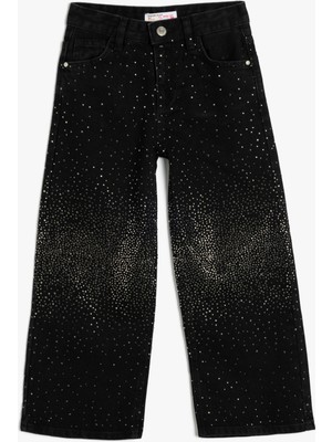 Koton Kot Pantolon Geniş Paça Zımbalı Cepli Pamuklu - Wide Leg Jean