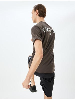 Koton Bisiklet Yaka Kısa Kollu Arkası Baskılı Spor T-Shirt