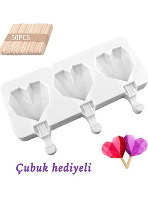 Tekno Trust Dondurma Kalıbı Kalp Elmas Magnum Çikolata Kalıbı Sabun Mum Kek Pasta Kalıbı