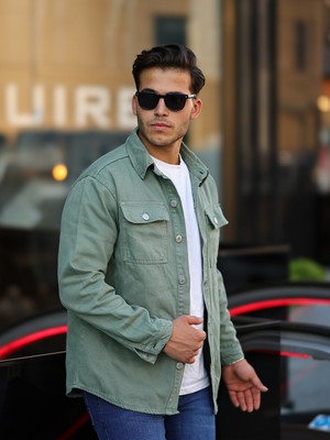 Comstar Erkek Oversize Geniş Kesim Denim Çift Cep Ceket Gömlek