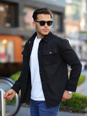 Comstar Erkek Oversize Geniş Kesim Denim Çift Cep Ceket Gömlek