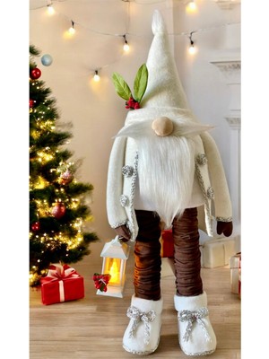 Tekno Trust 60  cm  Işıklı Fener Şans Cücesi Dekoratif Biblo Kar Gece Lambası Noel Baba ,halloween,yılbaşı