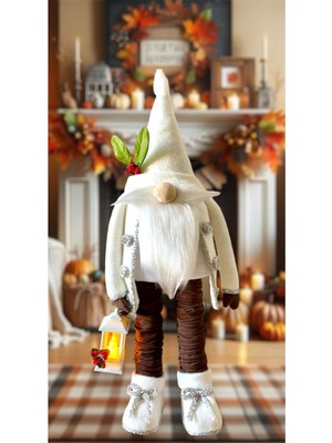 Tekno Trust 60  cm  Işıklı Fener Şans Cücesi Dekoratif Biblo Kar Gece Lambası Noel Baba ,halloween,yılbaşı