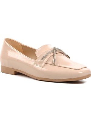 Ayakmod  Bej Kadın Loafer Ayakkabı