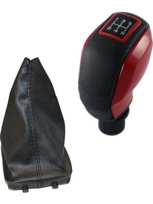 AR Oto Market Peugeot 206 Spor Vites Topuz Kırmızı ve Siyah Körük Seti Özel Tasarım 5 Ileri Manuel Vites