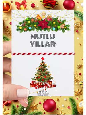 Tekno Trust Mutlu Yıllar Yılbaşı Kartlı Hediyelik 2025 Yeniyıl Noel Ip Şans Bileklik