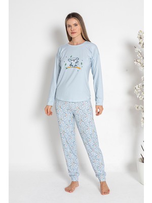 REMSA Kadın Termal Pijama Takımı 24484 Mavi