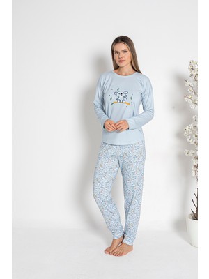 REMSA Kadın Termal Pijama Takımı 24484 Mavi