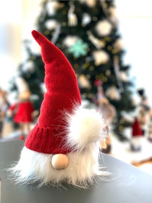 Tekno Trust Yılbaşı Dekor Süs - Kırmızı Noel Şans Cücesi - Hediyelik Noel Baba Süsü - Iskandinav Gnome - 19X37C