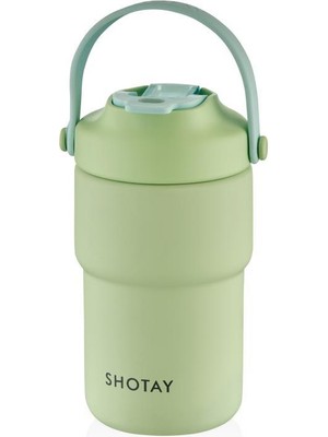 Shotay Askılı Mug Çelik Bardak 450ML Pastel Yeşil