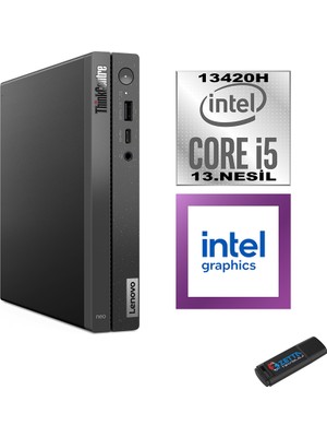 Lenovo Thinkcentre Neo 50Q Gen 4 Intel Core I5-13420H 32GB 4tb SSD Windows 11 Pro Mini Bilgisayar 12LN006KTRP12 + Zetta Flash Bellek