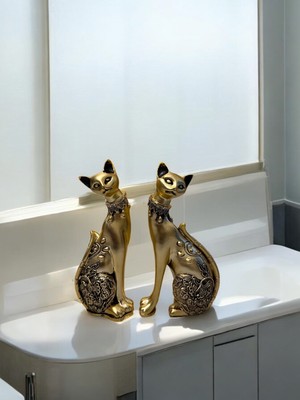 Dekoratif 2'li Dekoratif Kedi Obje